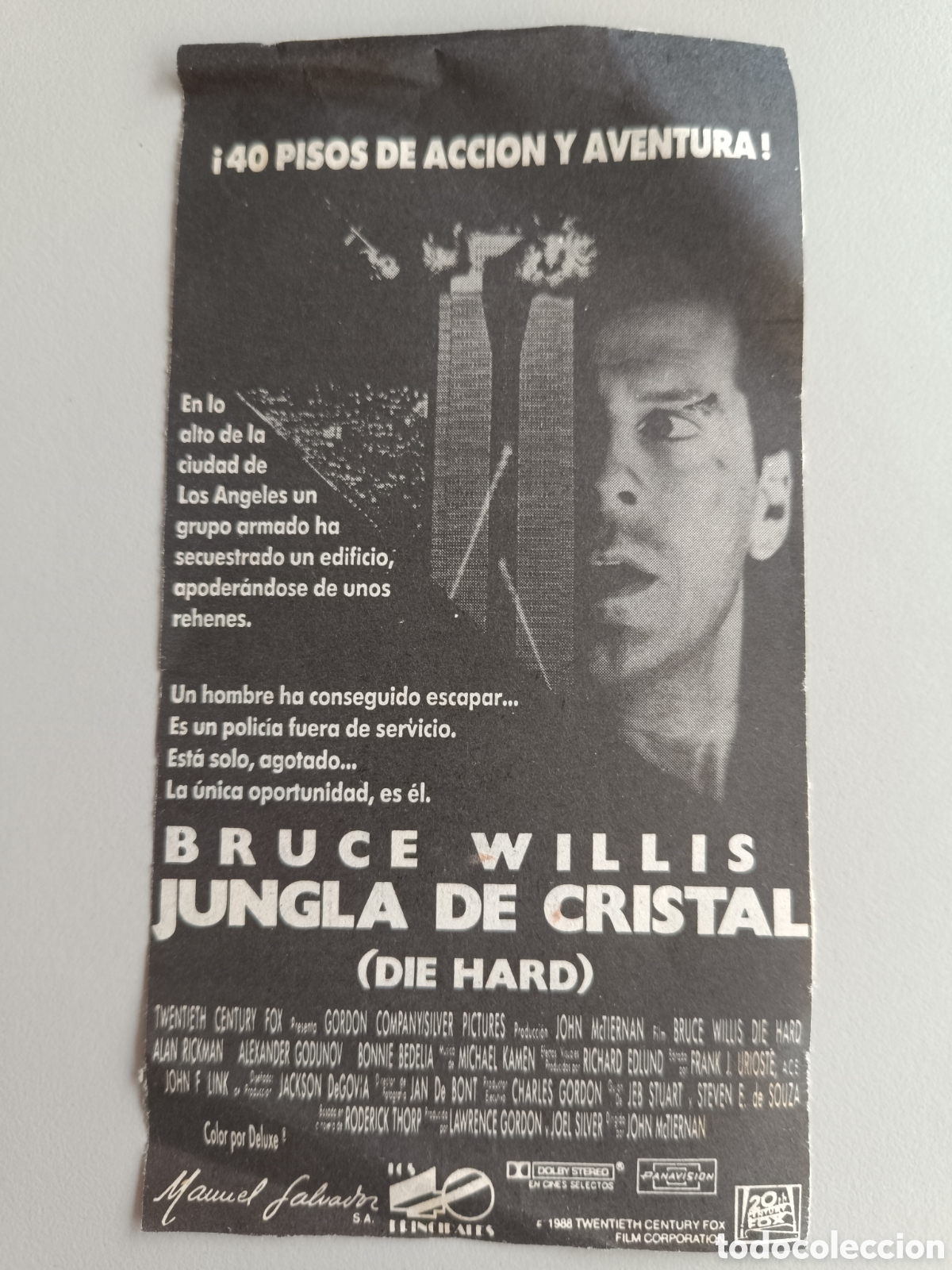 Otros art&iacute;culos de coleccionismo en papel: Anuncio prensa Jungla de cristal cartel cine