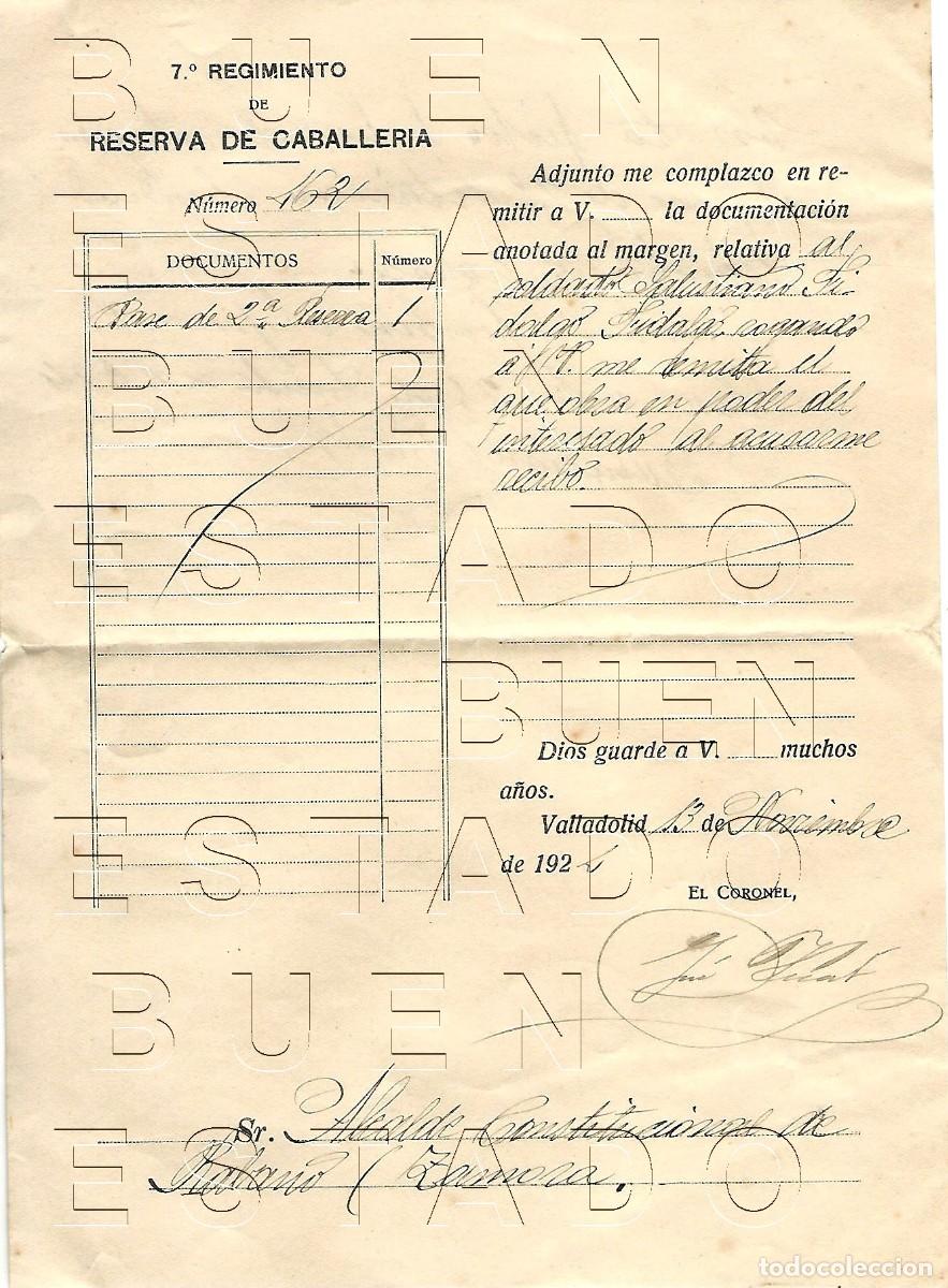 Otros art&iacute;culos de coleccionismo en papel: 71 REGIMIENTO DE RESERVA DE CABALLERIA VALLADOLID ZAMORA RABANO 1924 CARTA Y SOBRE M49