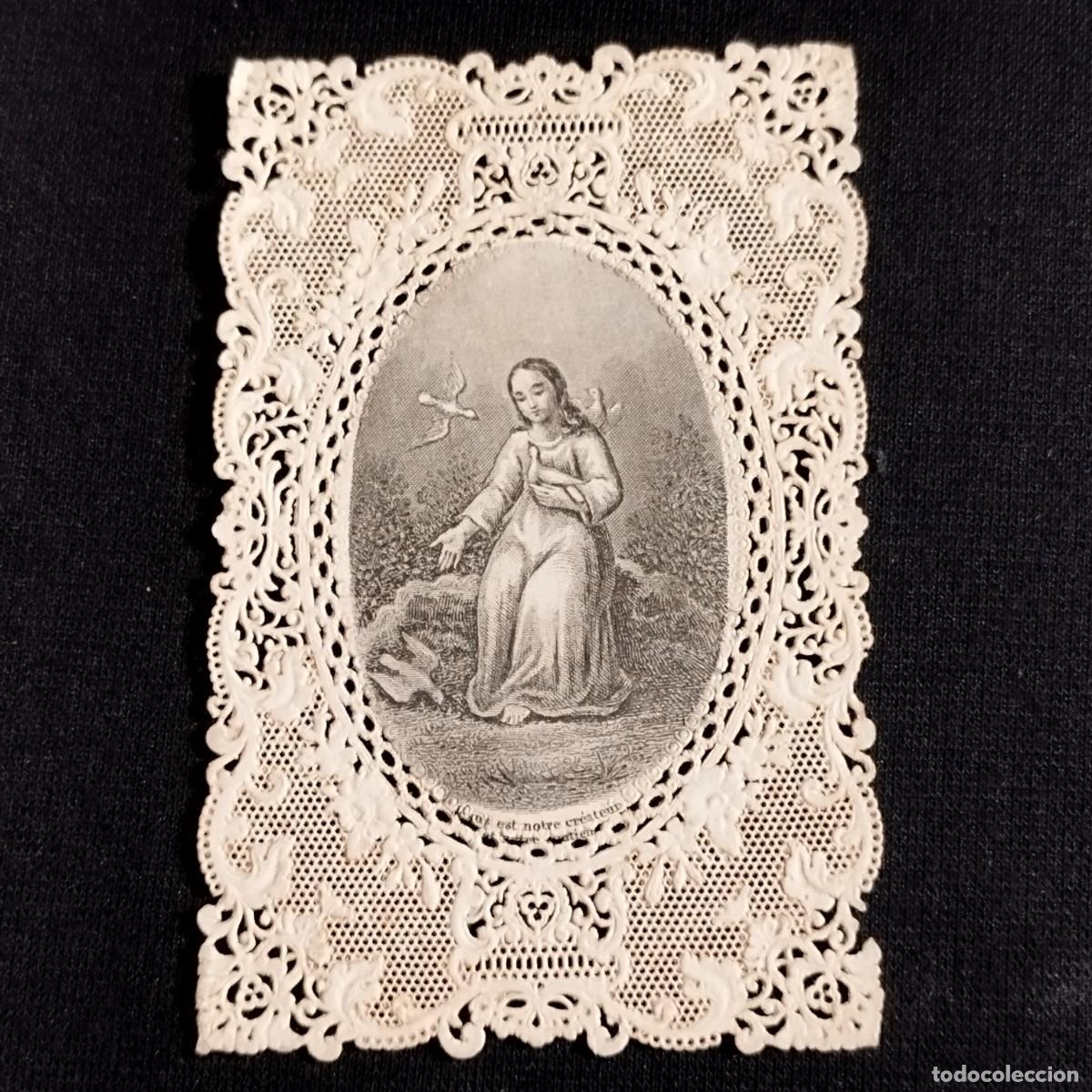 Sammelleidenschaft Andere Papierartikel: ESTAMPA - FIGURA FEMENINA CON PAJAROS - PUNTILLA CALADA -