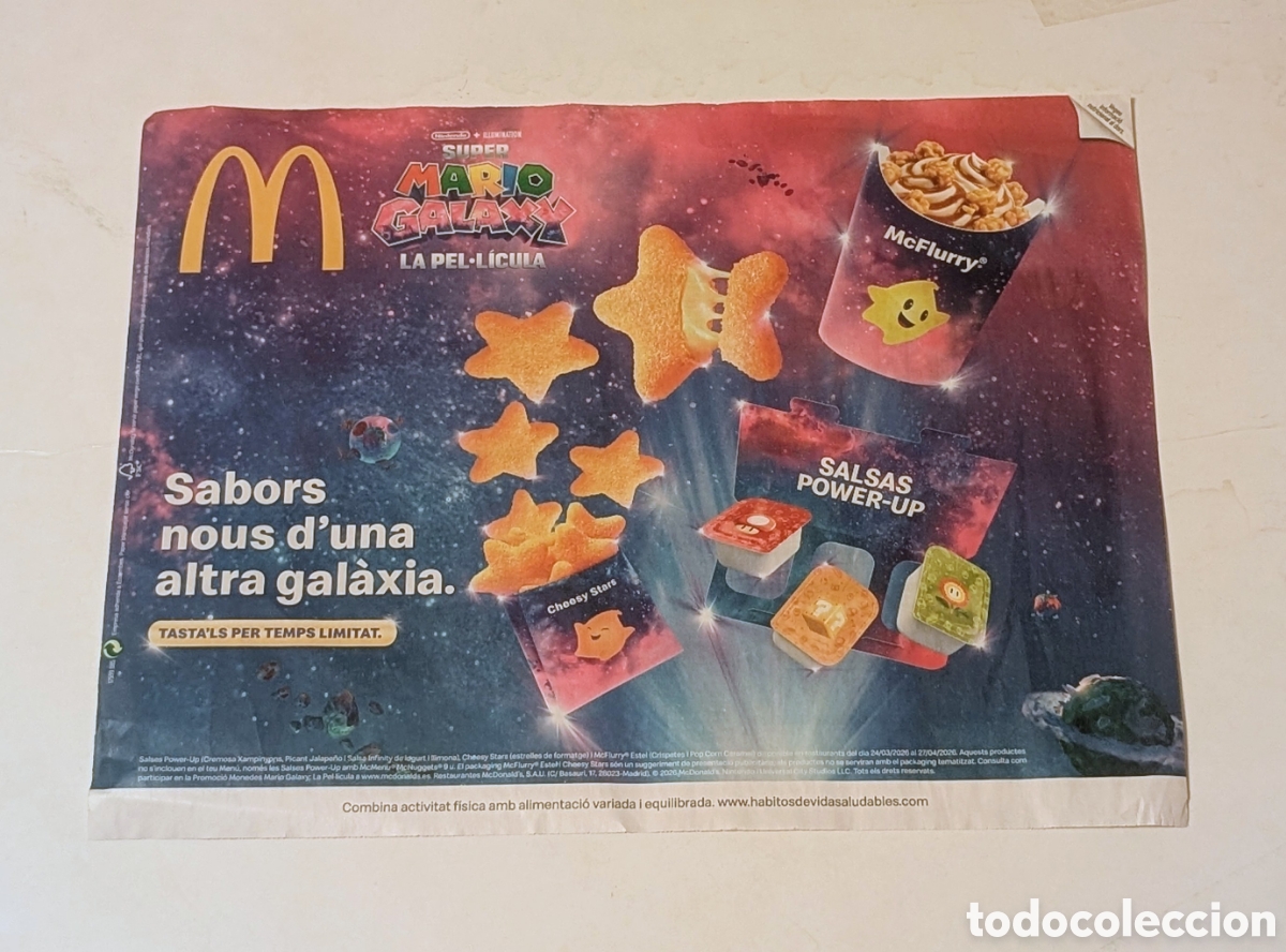Otros art&iacute;culos de coleccionismo en papel: Mantel McDonald's Super Mario Galaxy la pel&iacute;cula. Nintendo