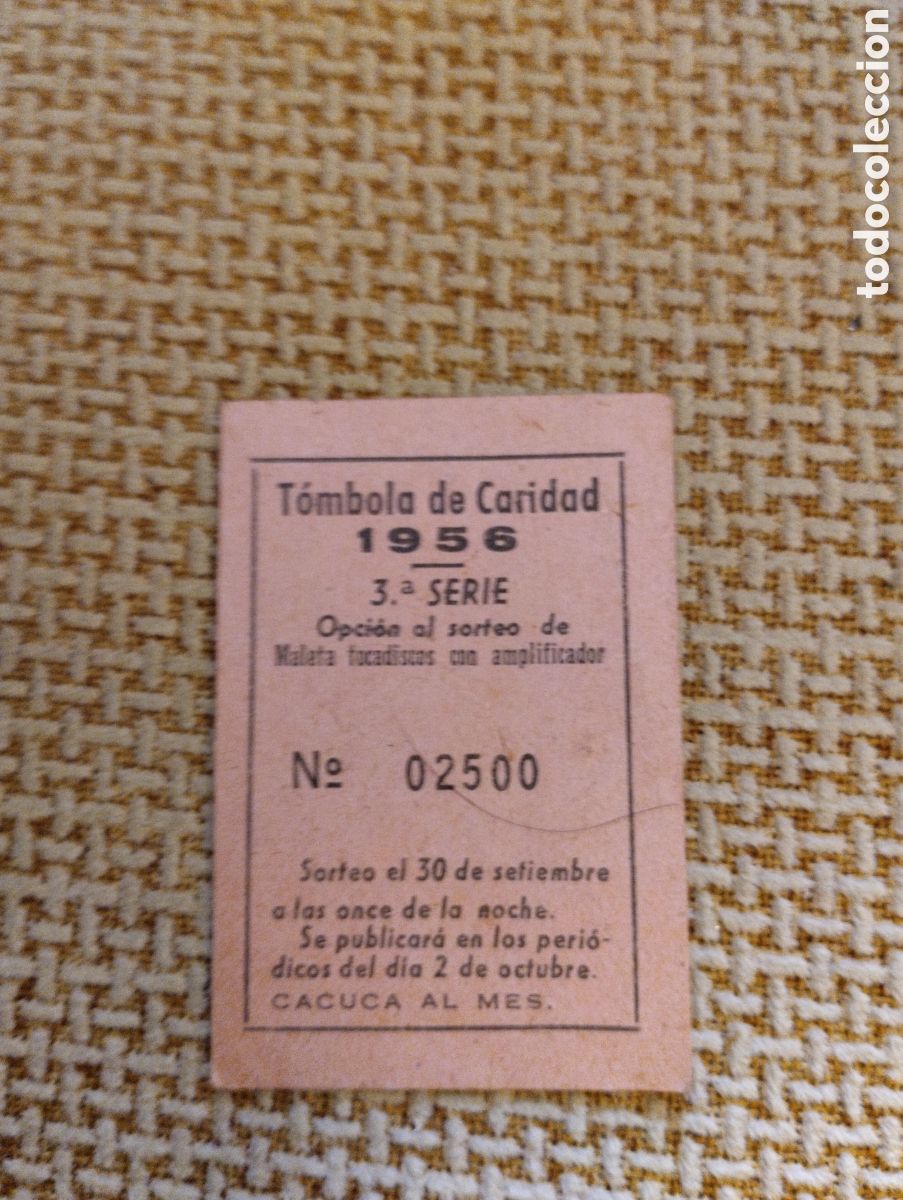 Otros art&iacute;culos de coleccionismo en papel: Boleto antiguo T&oacute;mbola de Caridad 1956