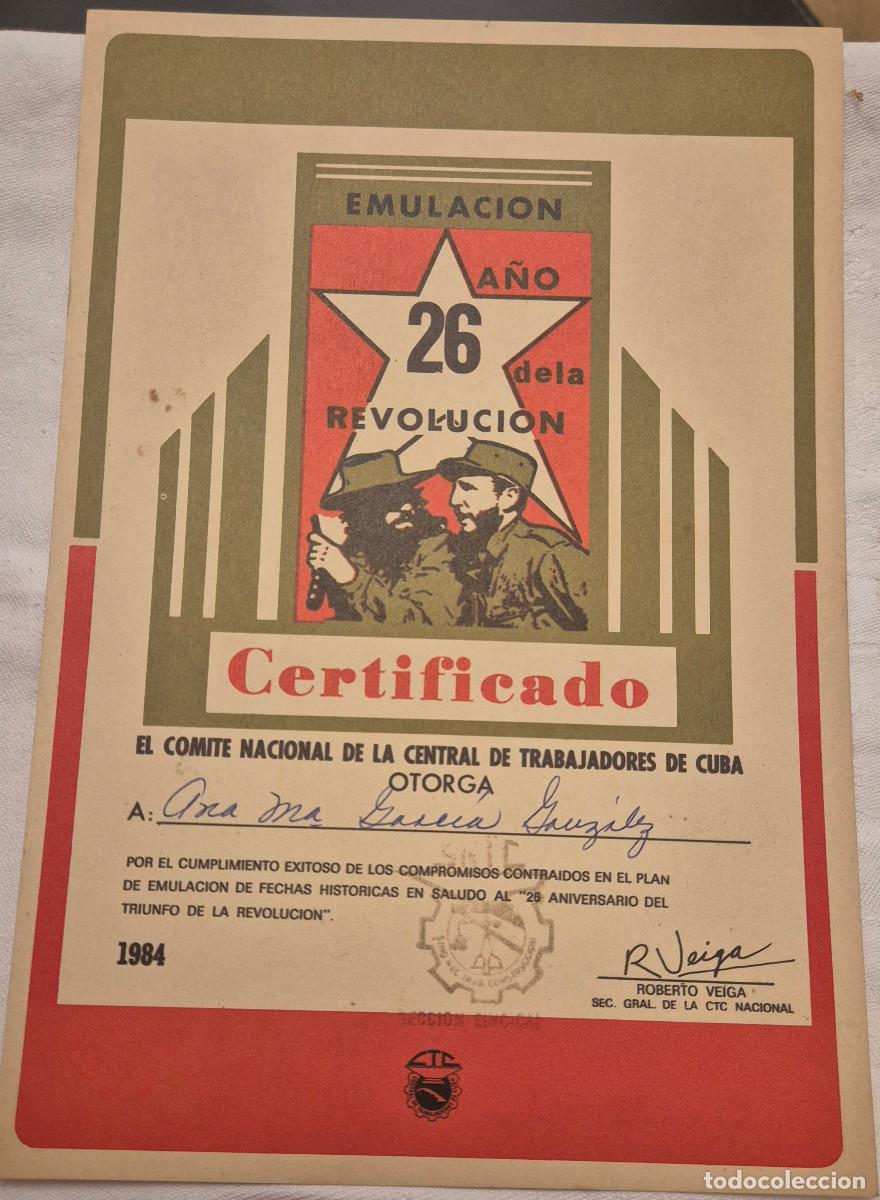 Otros art&iacute;culos de coleccionismo en papel: CUBA diploma certificado CTC emulacion 1984