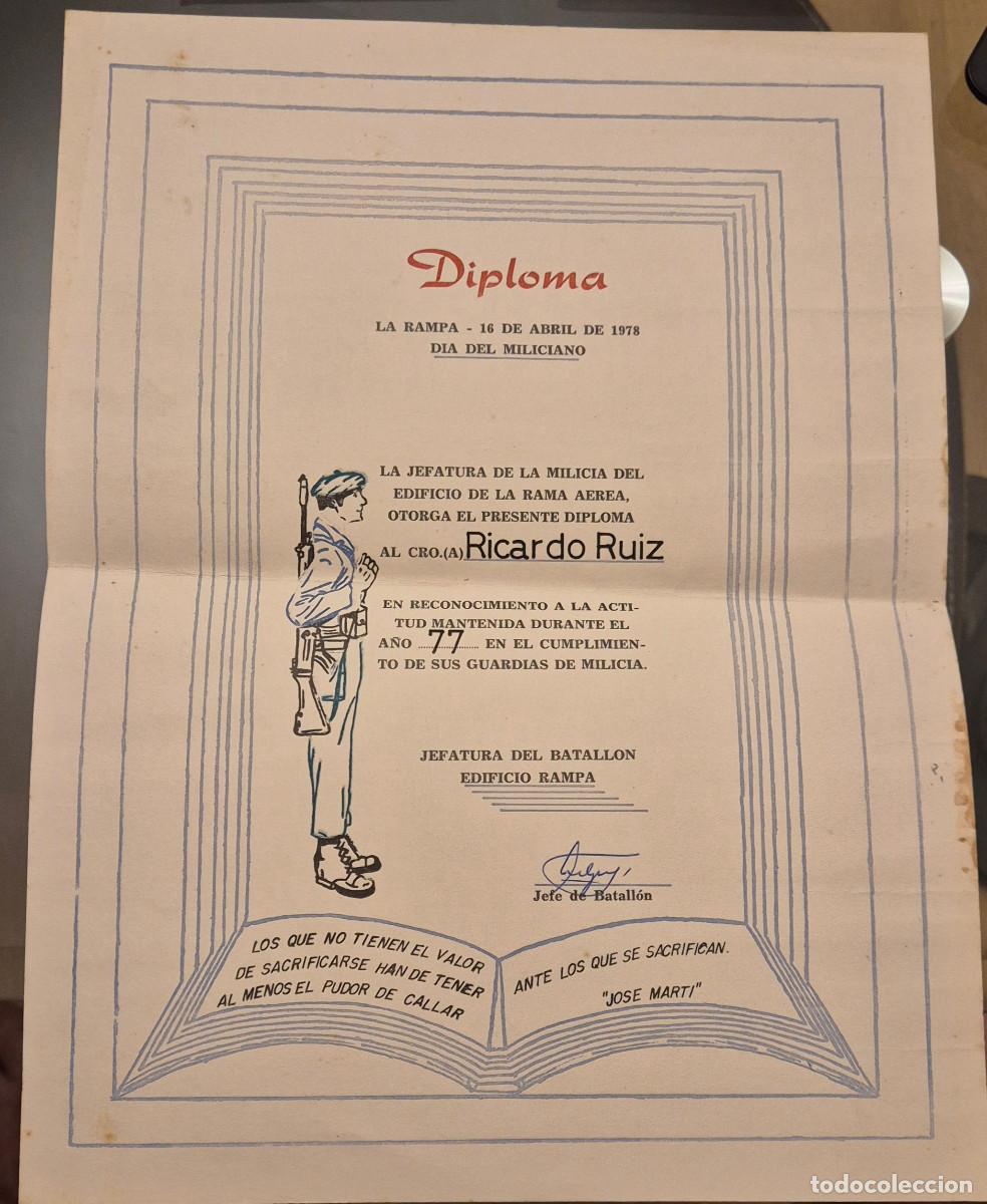 Otros art&iacute;culos de coleccionismo en papel: CUBA gran diploma certificado guardias miliciano 1977