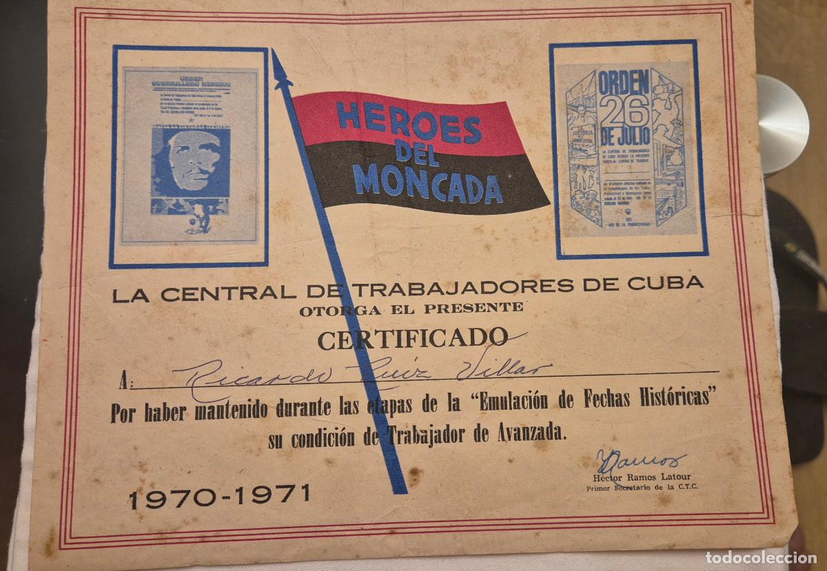 Otros art&iacute;culos de coleccionismo en papel: CUBA diploma certificado CTC trabajador de avanzada 1972