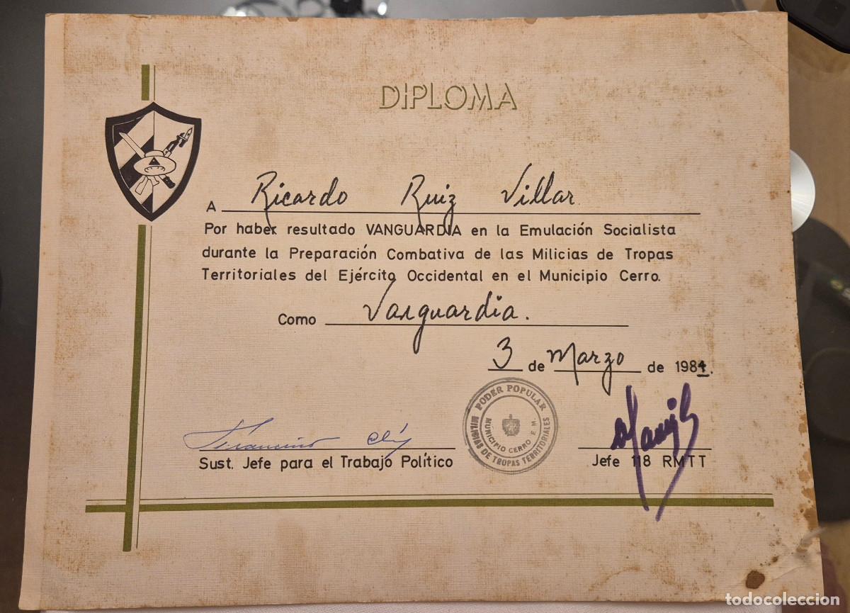 Otros art&iacute;culos de coleccionismo en papel: CUBA diploma certificado MTT 1984