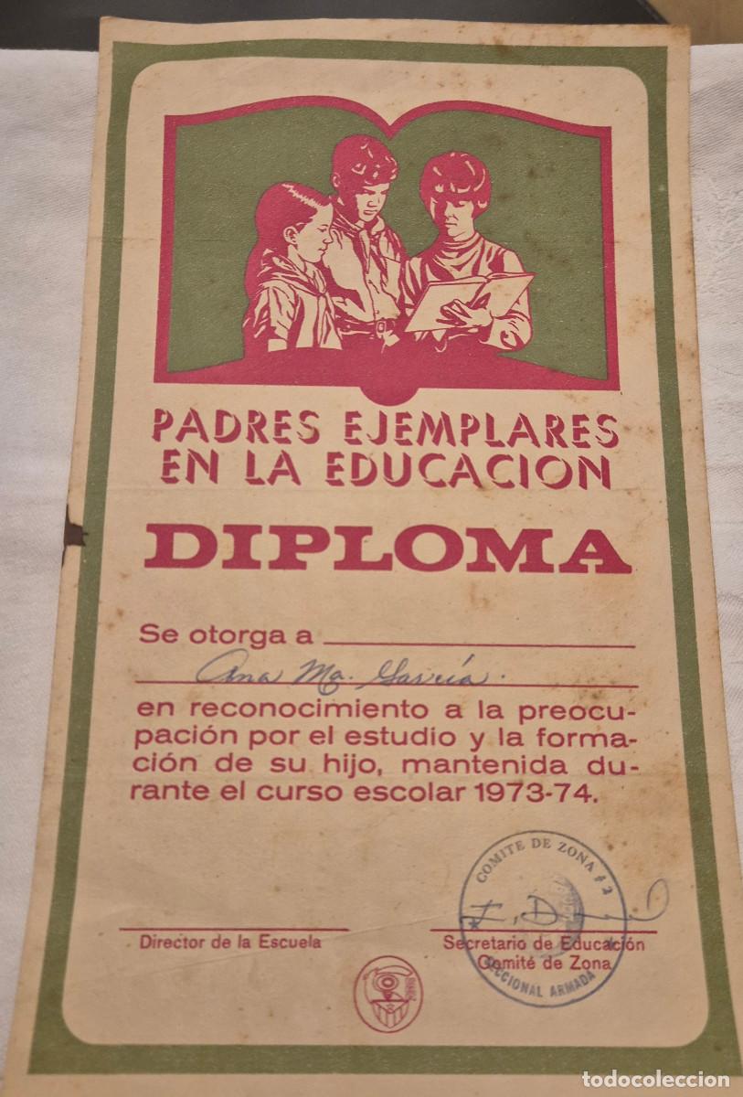 Otros art&iacute;culos de coleccionismo en papel: CUBA diploma certificado PADRES EJEMPLARES 1974