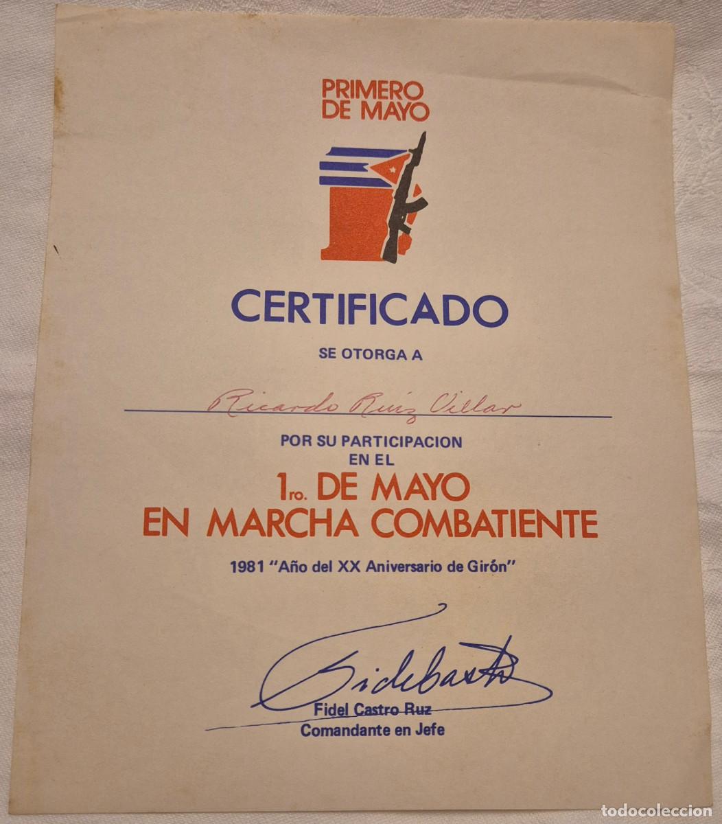 Otros art&iacute;culos de coleccionismo en papel: CUBA diploma certificado primero de mayo 1981 CASTRO