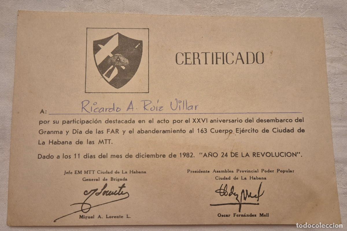 Otros art&iacute;culos de coleccionismo en papel: CUBA diploma certificado MTT 1982