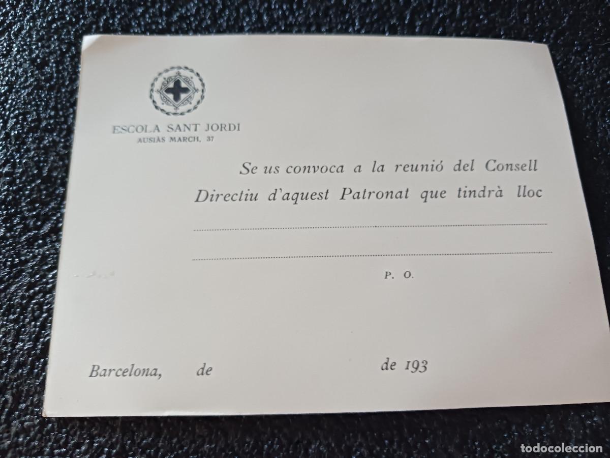 Otros art&iacute;culos de coleccionismo en papel: escola sant jordi, ausias march 37, convocatoria del patronato 193?, sin rellenar