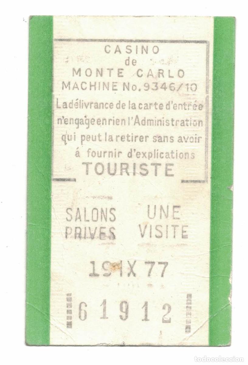 Otros art&iacute;culos de coleccionismo en papel: Entrada tur&iacute;stica Casino de Monte Carlo &ndash; 1977