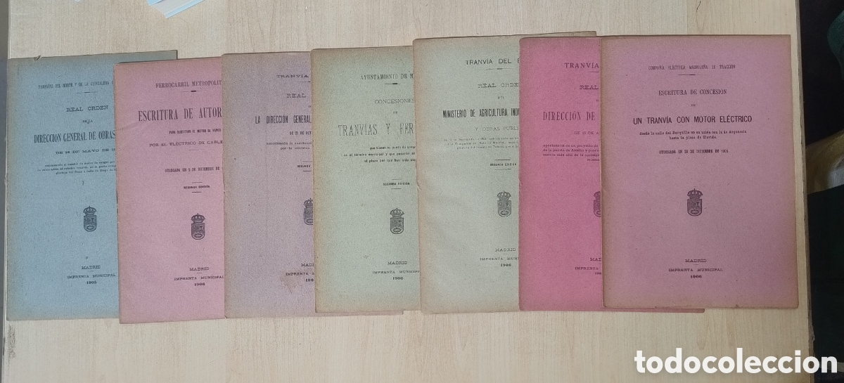 Otros art&iacute;culos de coleccionismo en papel: Lote 7 documentos hist&oacute;ricos sobre tranv&iacute;as y ferrocarriles de Madrid (1905-1906)
