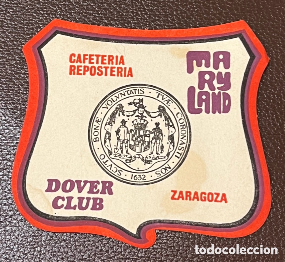 Otros art&iacute;culos de coleccionismo en papel: Posavasos. Cafeteria Reposter&iacute;a MARYLAND. DOVER Club. Zaragoza. A&ntilde;os 70.