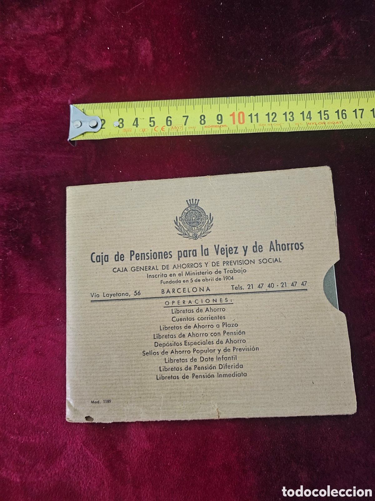 Otros art&iacute;culos de coleccionismo en papel: Libreta de Ahorro a la Vista Caja de Pensiones para la Vejez y de Ahorros 1959 Clotilde Maristany