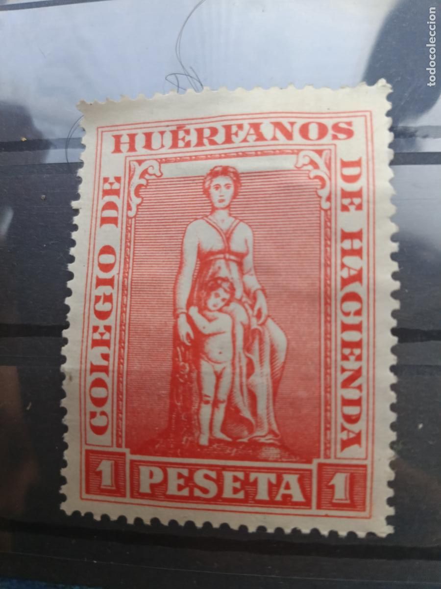Otros art&iacute;culos de coleccionismo en papel: Colegio de Hu&eacute;rfanos de Hacienda - Sello vi&ntilde;eta 1 Peseta