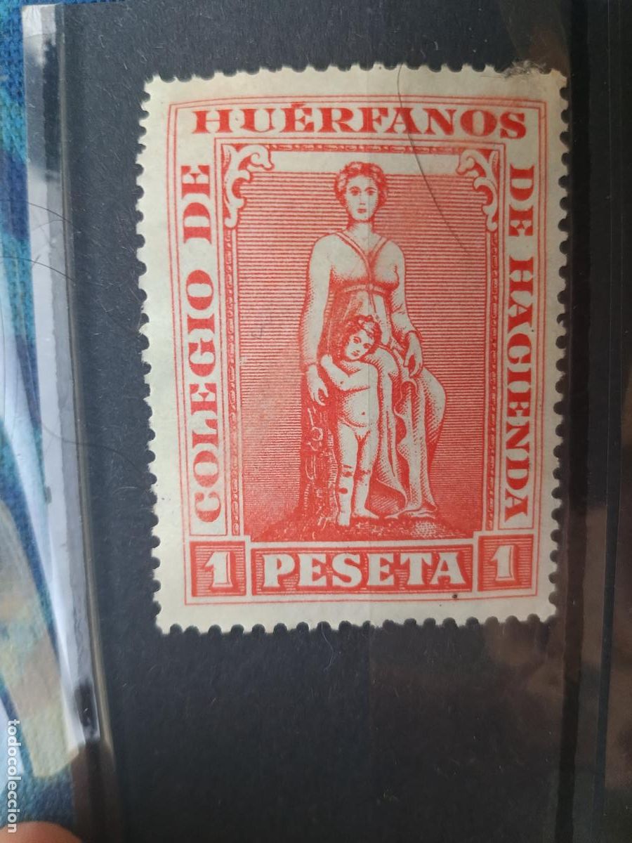 Otros art&iacute;culos de coleccionismo en papel: Colegio de Hu&eacute;rfanos de Hacienda - Sello vi&ntilde;eta 1 Peseta