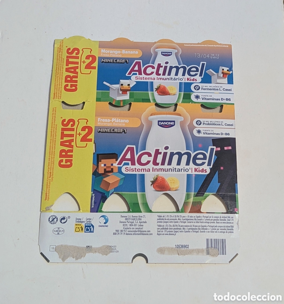 Altri oggetti di carta: Envoltorio envase cart&oacute;n Danone Actimel Minecraft