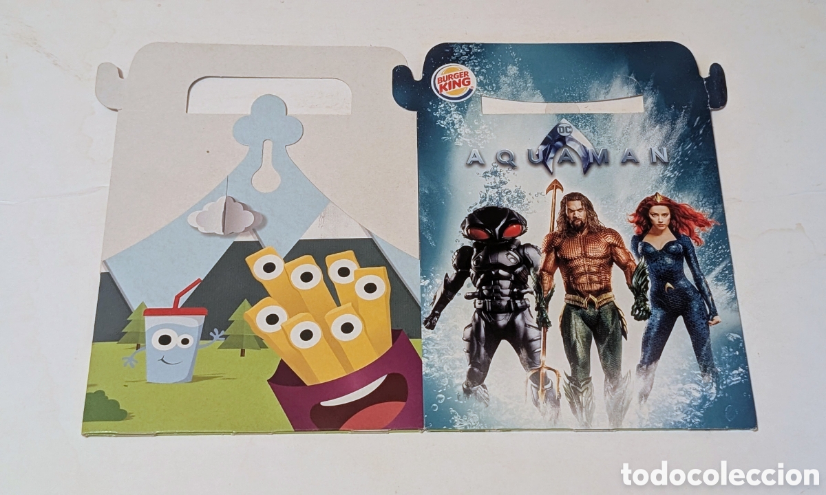 Otros art&iacute;culos de coleccionismo en papel: Caja Burguer King. Aquaman. DC. El s&iacute;mbolo de la Atl&aacute;ntida. King JR Meal
