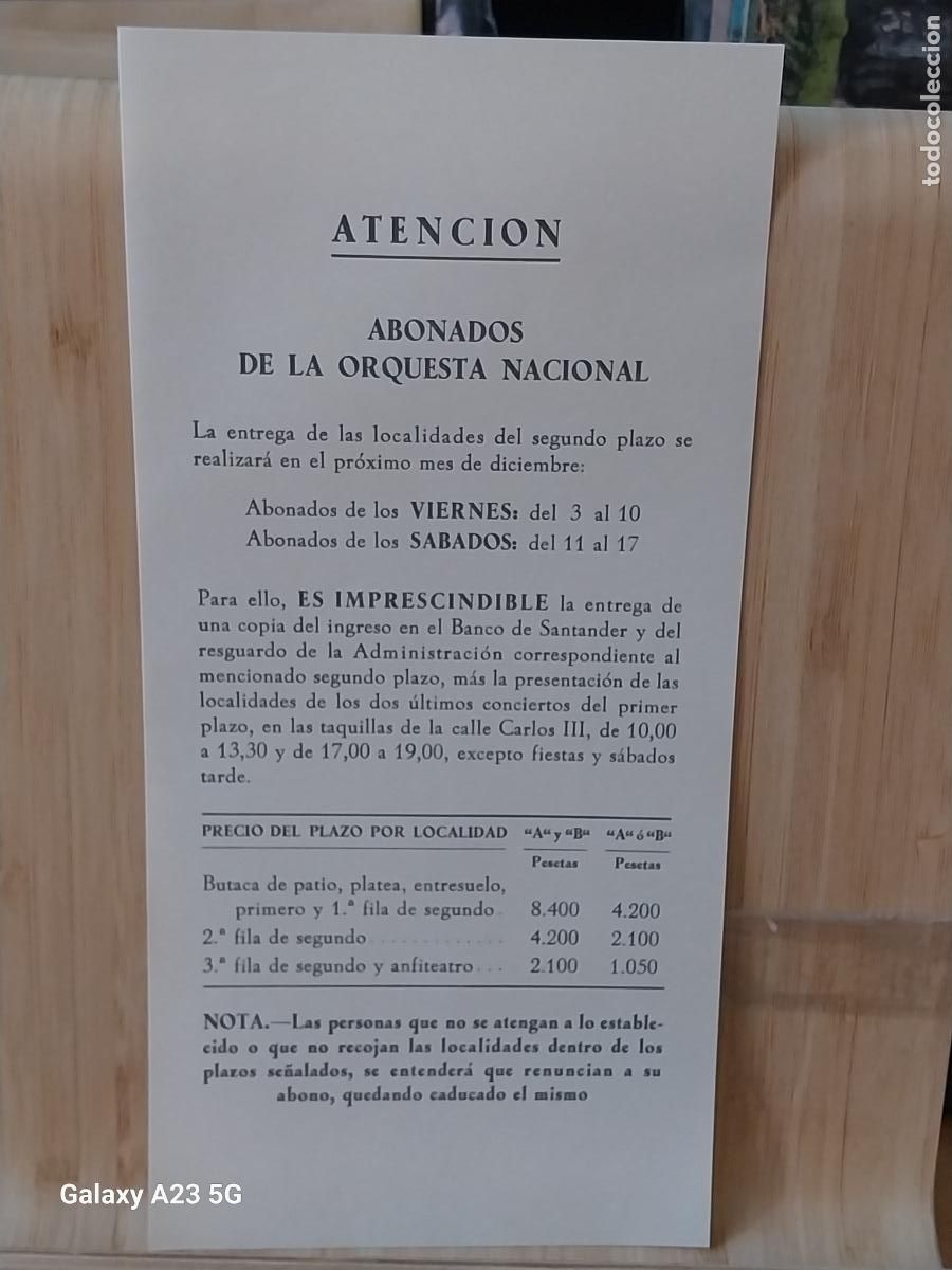 Otros art&iacute;culos de coleccionismo en papel: ORQUESTA NACIONAL FOLLETO INFORMATIVO ABONOS TEMPORADA 1979 21X10CMS
