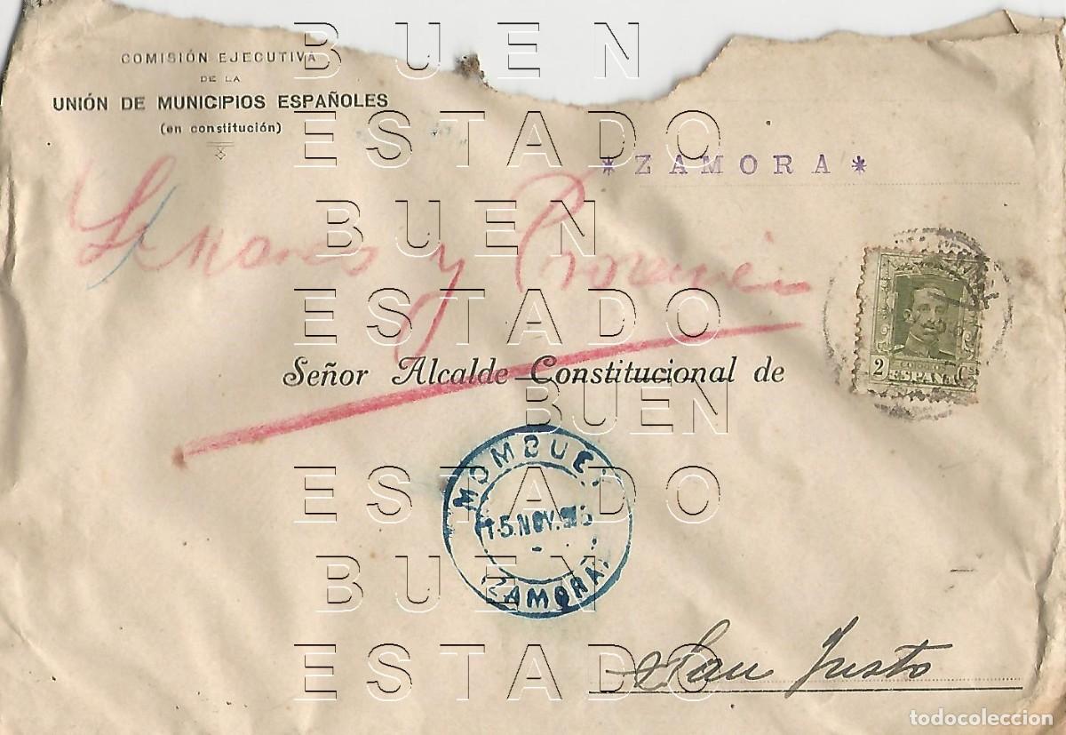 Collectionnisme Papier divers: UNION DE MUNICIPIOS ESPA&Ntilde;OLES MATASELLOS MOMBUEY ZAMORA SAN JUSTO DE SANABRIA 1925 SOBRE M50
