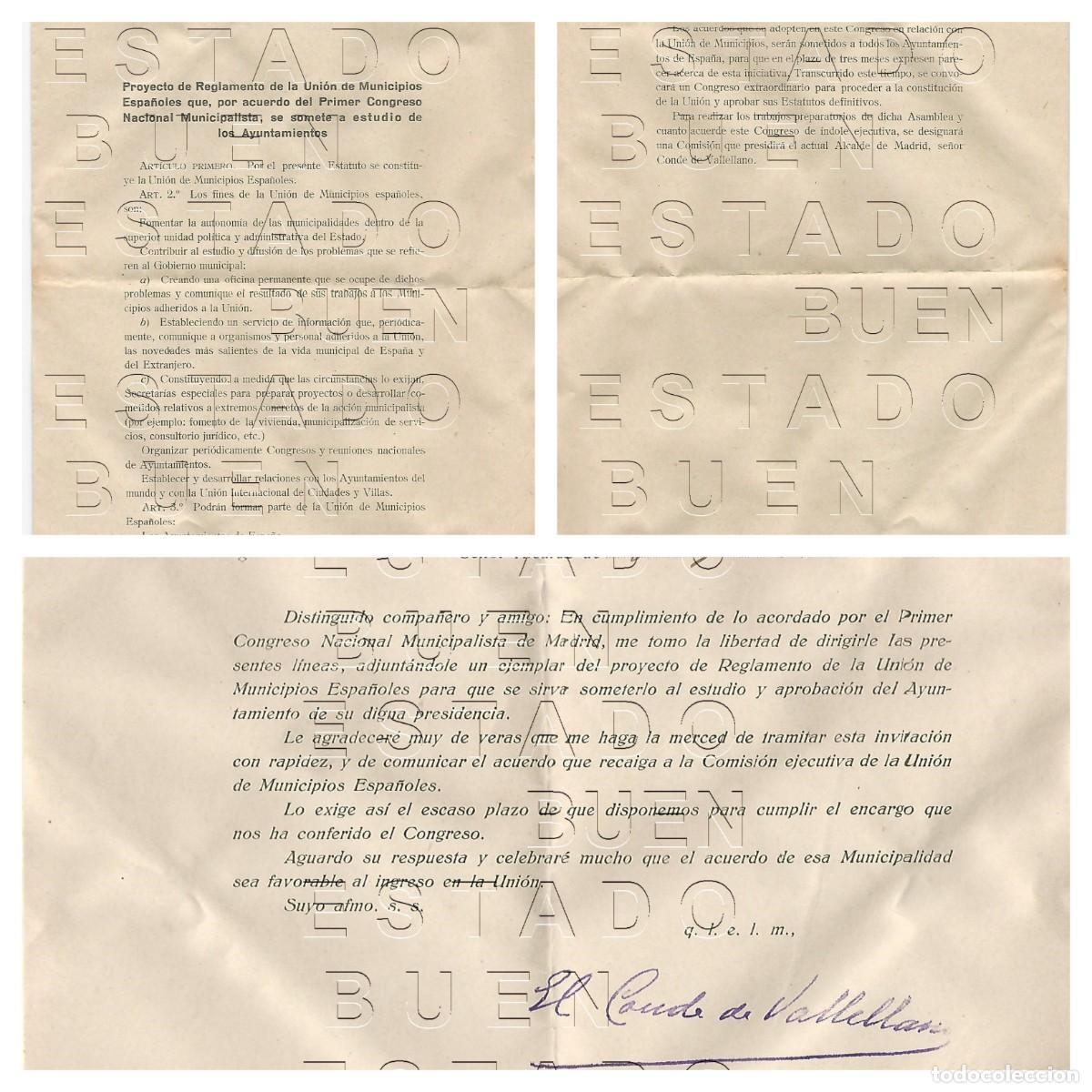 Otros art&iacute;culos de coleccionismo en papel: 1924 PROYECTO REGLAMENTO UNION DE MUNICIPIOS ESPA&Ntilde;OLES CONDE DE VALLELLANO SAN JUSTO ZAMORA M50