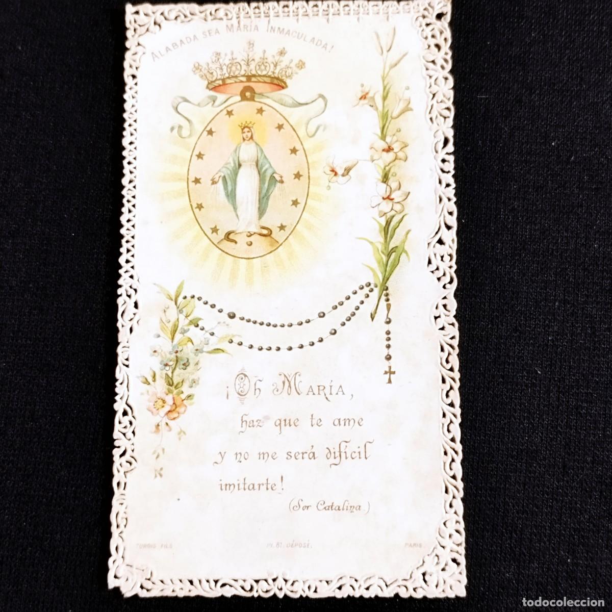 Otros art&iacute;culos de coleccionismo en papel: ESTAMPA CALADA ALABADA SEA MARIA INMACULADA EDITOR: TURGIS PARIS