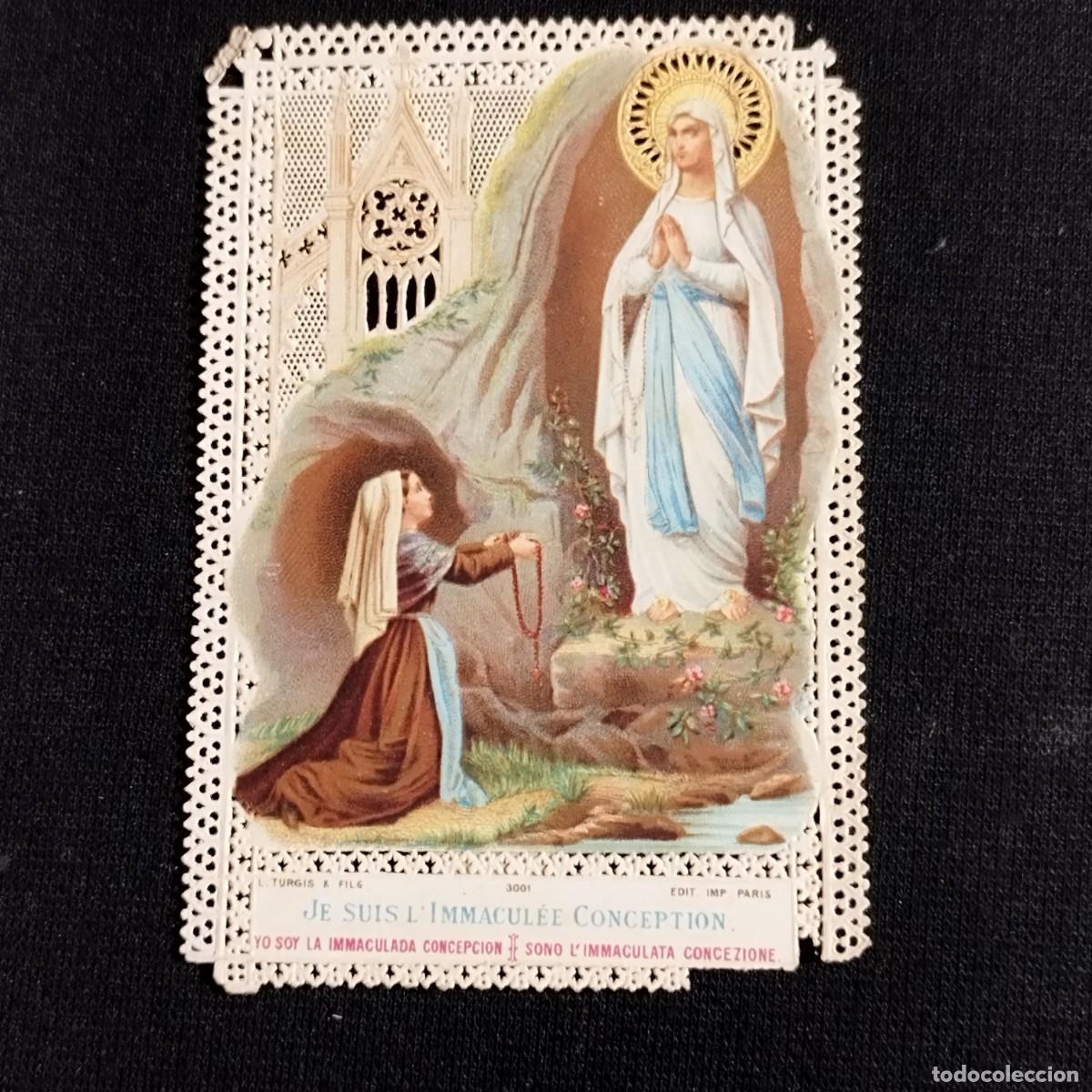Otros art&iacute;culos de coleccionismo en papel: ESTAMPA VIRGEN DE LOURDES CON SANTA BERNARDITA - INMACULADA CONCEPCION -CALADA -