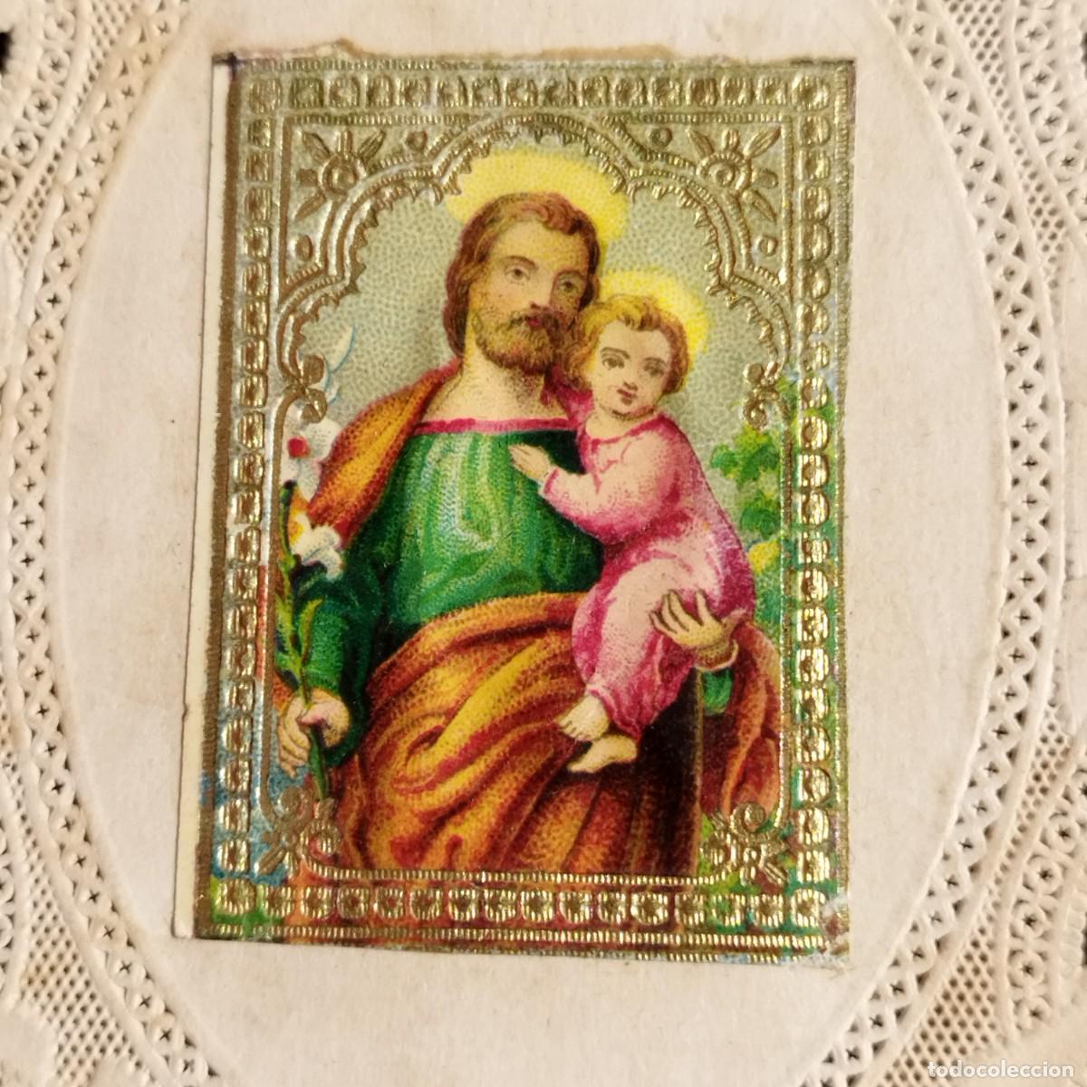 Otros art&iacute;culos de coleccionismo en papel: ESTAMPA SAN JOSE CON NI&Ntilde;O JESUS EN BRAZOS - PUNTILLA CALADA -