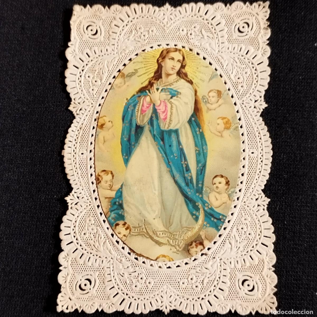 Otros art&iacute;culos de coleccionismo en papel: ESTAMPA VIRGEN MARIA RODEADA DE QUERUBINES ANGELES - PUNTILLA CALADA -