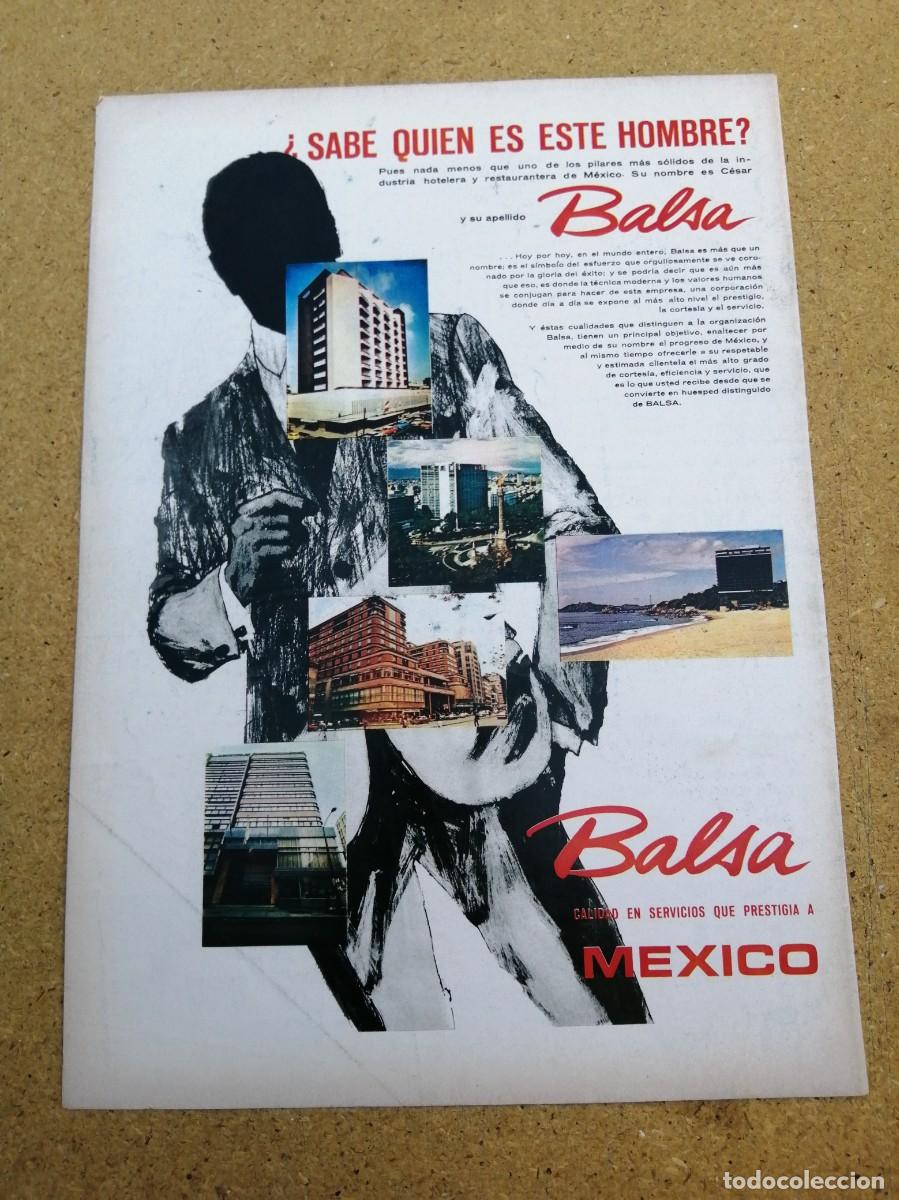 Otros art&iacute;culos de coleccionismo en papel: ANUNCIO. CESAR BALSA, INDUSTRIA HOTELERA Y RESTAURANTERA DE MEXICO