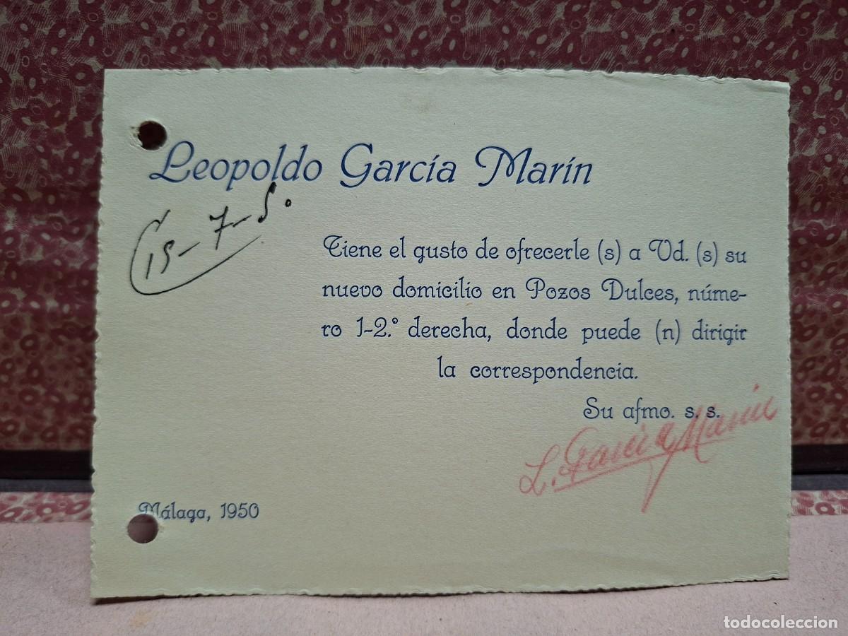 Outros artigos de papel: TARJETA GARCIA MARIN POZOS DULCES MALAGA 1950