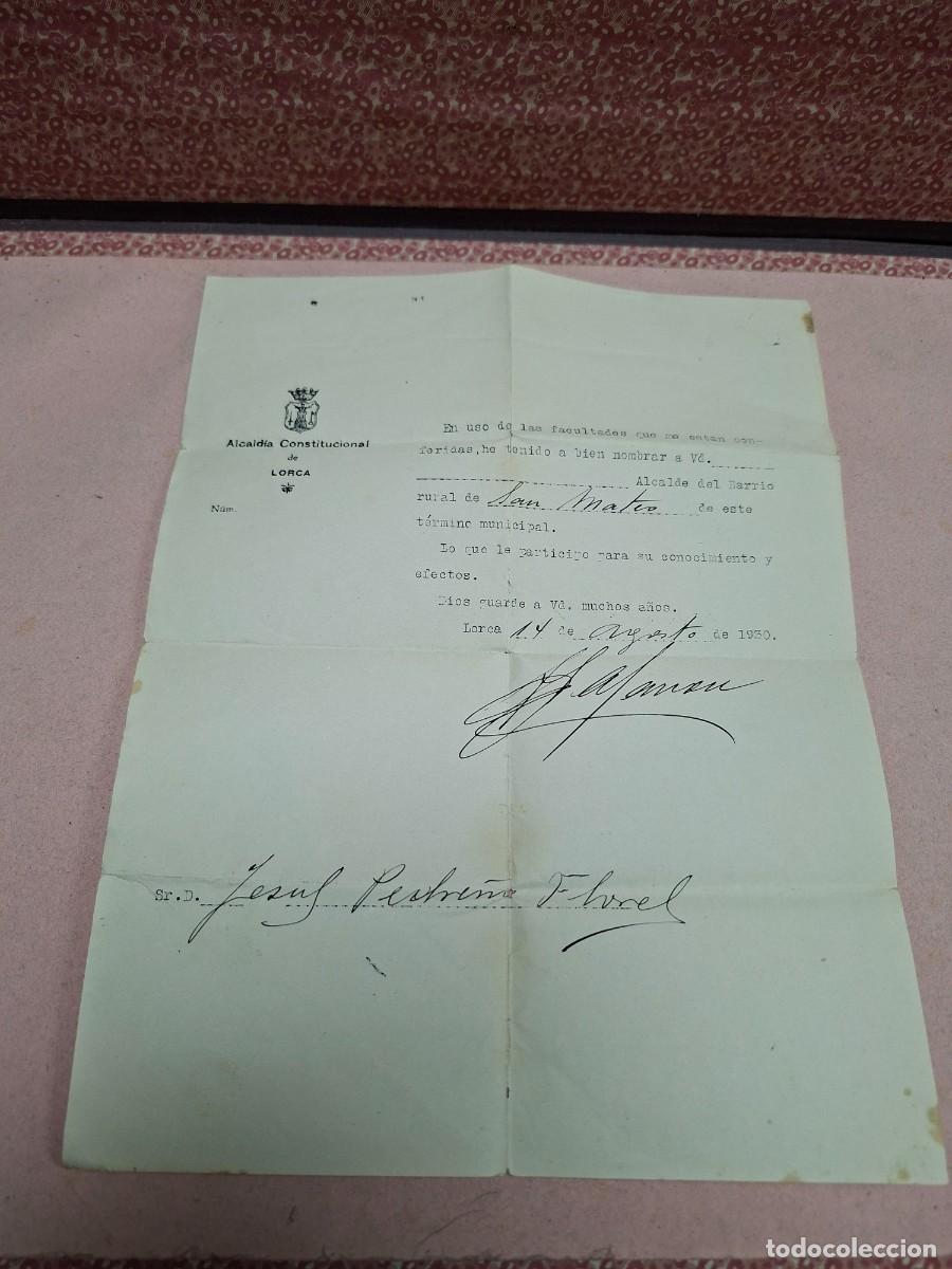 Otros art&iacute;culos de coleccionismo en papel: NOMBRAMIENTO ALCALDE BARRIO DE SAN MATEO LORCA MURCIA 1930