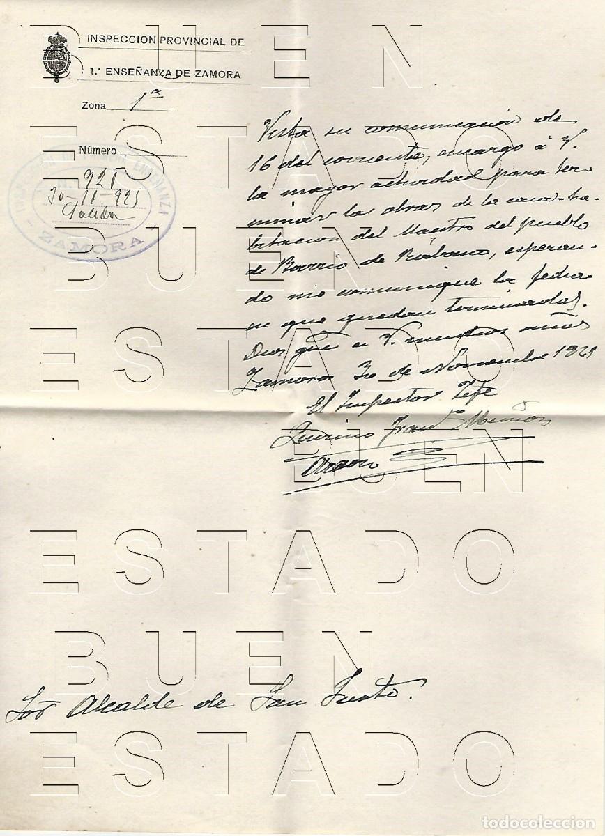 Otros art&iacute;culos de coleccionismo en papel: 1925 SAN JUSTO PUEBLA DE SANABRIA ZAMORA INSPECCION PROVINCIAL DE ENSE&Ntilde;ANZA CARTA Y SOBRE M51