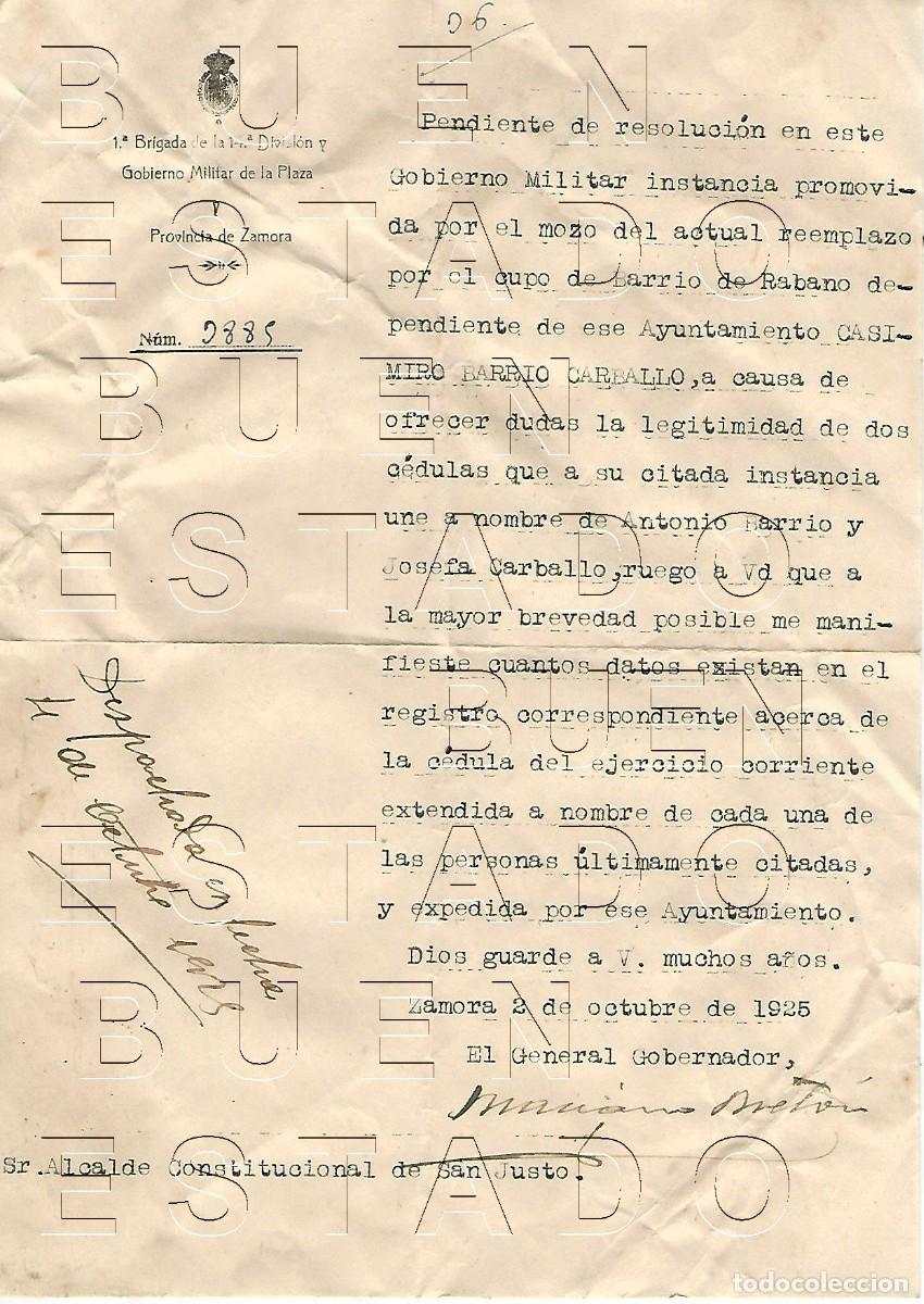 Otros art&iacute;culos de coleccionismo en papel: 1925 SAN JUSTO DE SANABRIA ZAMORA 1&ordf; BRIGADA 14&ordf; DIVISION CARTA M52