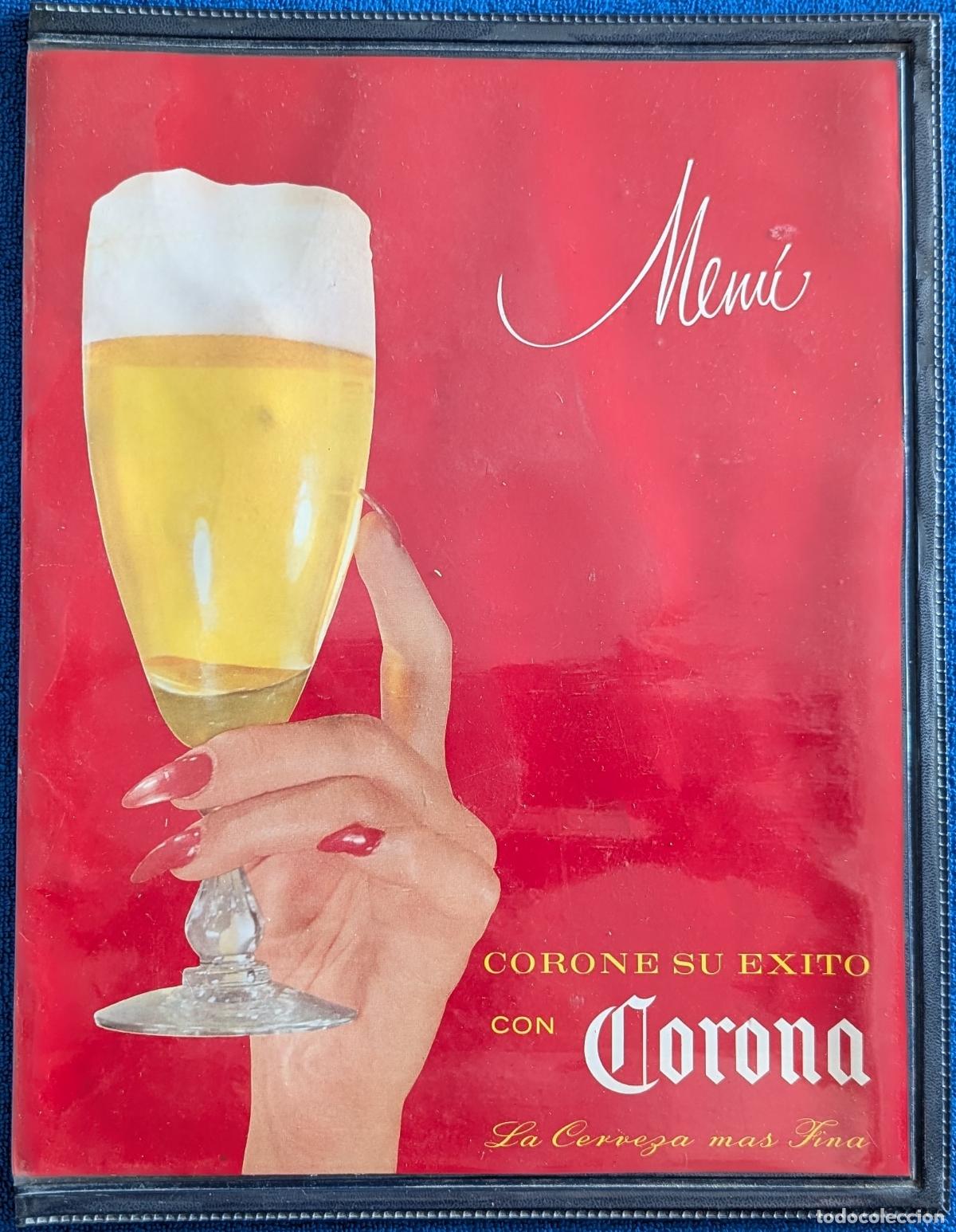 Otros art&iacute;culos de coleccionismo en papel: Corone su &eacute;xito con Corona - Carta para men&uacute; (A&ntilde;os 50) &iexcl;Impecable!
