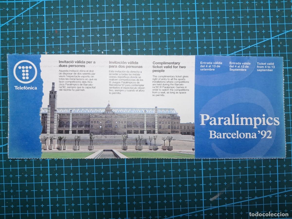 Otros art&iacute;culos de coleccionismo en papel: Entrada invitaci&oacute;n a los Juegos Paral&iacute;mpicos Barcelona '92