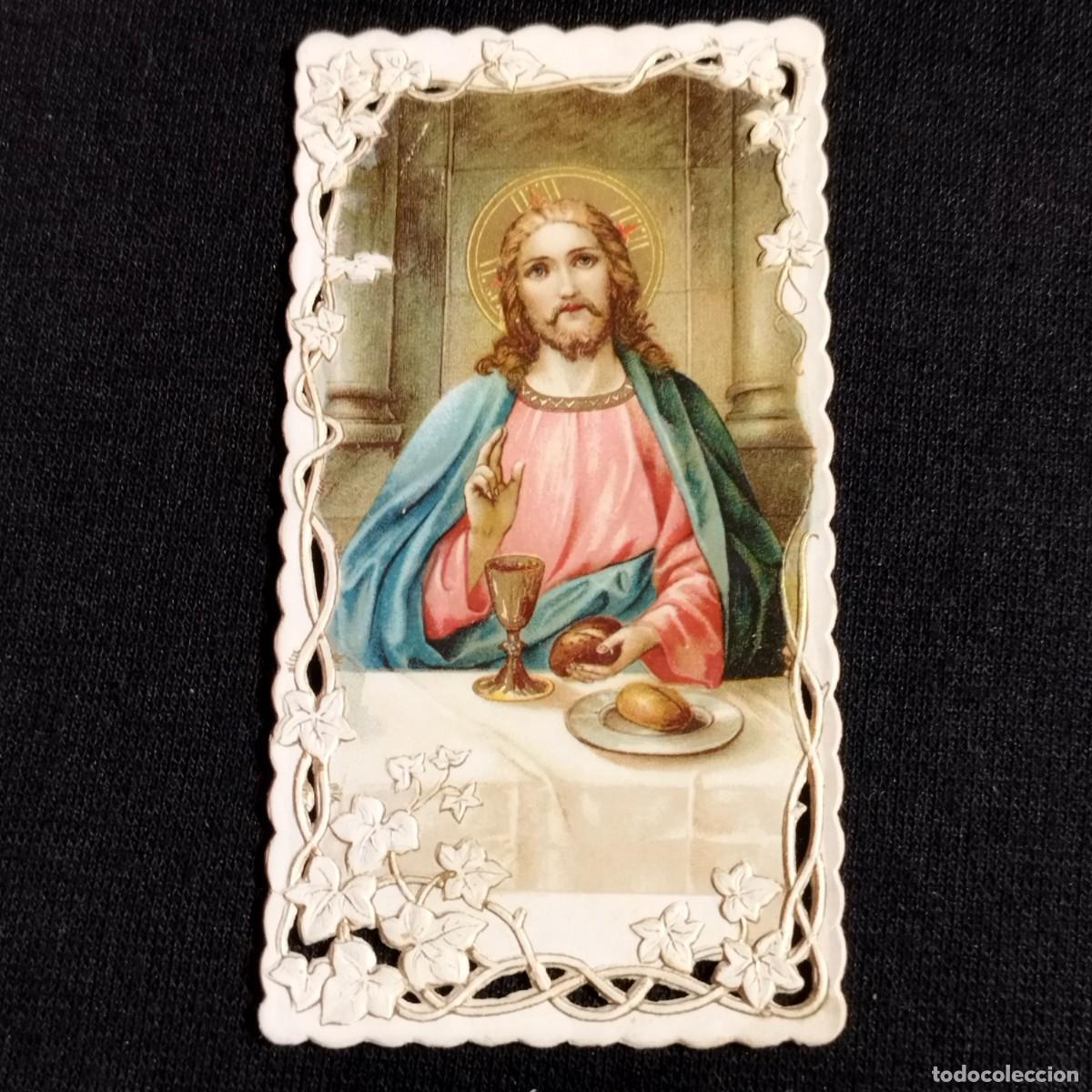 Otros art&iacute;culos de coleccionismo en papel: ESTAMPA DE JESUCRISTO BENDICIENDO EL PAN Y EL CALIZ - HIEDRAS EN RELIEVE -