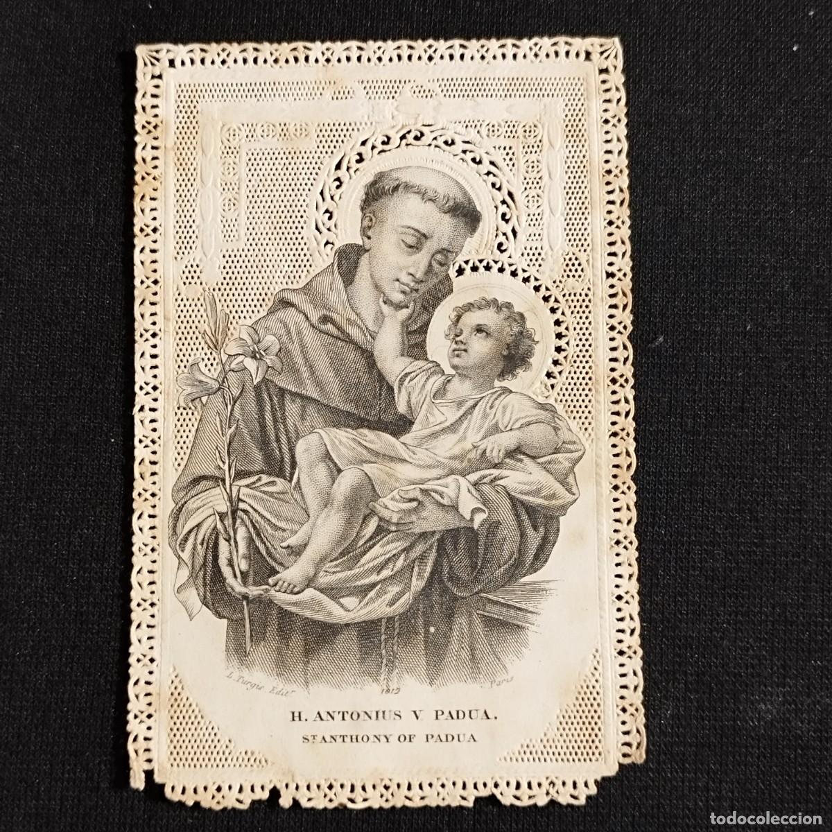 Altri oggetti di carta: ESTAMPA SAN ANTONIO DE PADUA EDITOR TURGIS PARIS - PUNTILLA CALADA -