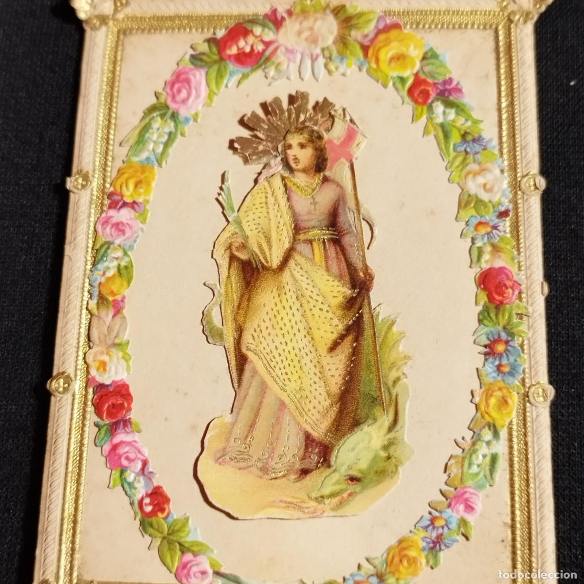 Paper Collecting Others: ESTAMPA SANTA MARINA - CON GUIRNALDA DE FLORES EN RELIEVE A COLOR - CALADA -