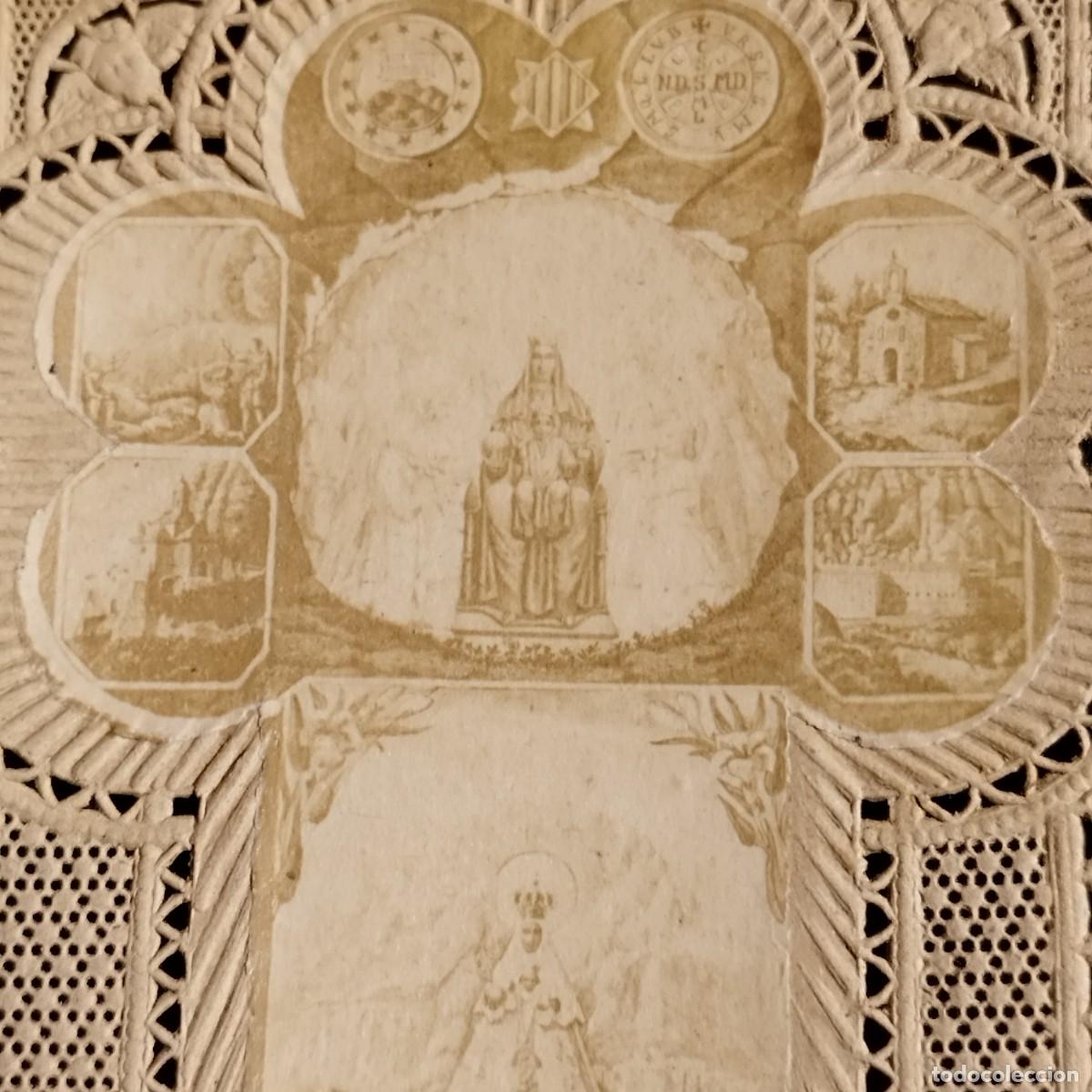 Otros art&iacute;culos de coleccionismo en papel: ESTAMPA RECUERDO A VIRGEN DE MONTSERRAT - PUNTILLA CALADA -EDITOR MARIANO BORDAS BARCELONA