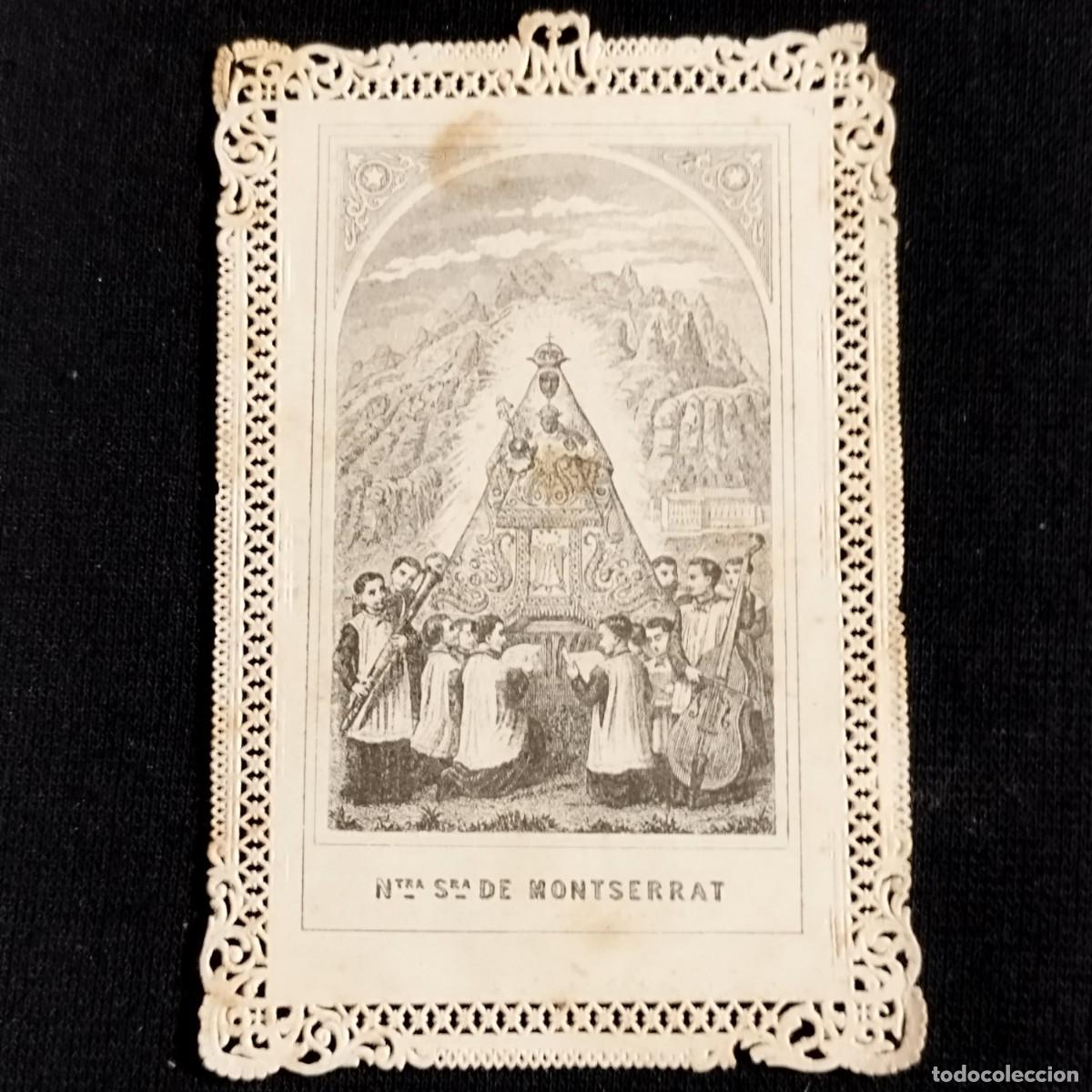 Otros art&iacute;culos de coleccionismo en papel: ESTAMPA NUESTRA SE&Ntilde;ORA VIRGEN MONTSERRAT CON ESCOPLAPIES- PUNTILLA CALADA -