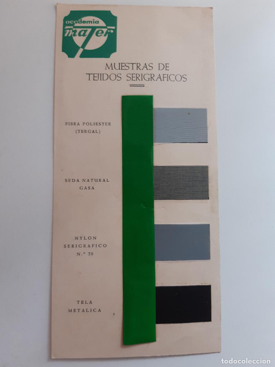 Otros art&iacute;culos de coleccionismo en papel: MUESTRAS DE TEJIDO CERIGRAFICO FIBRA POLIESTER SEDA NATURAL NYLON CON NUMERACION ACADEMIA MATER