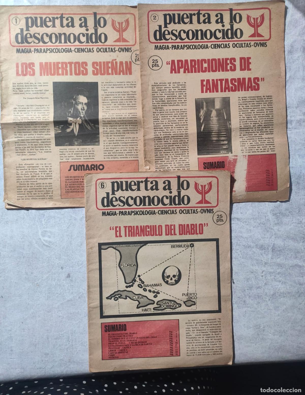 Otros art&iacute;culos de coleccionismo en papel: PUERTA A LO DESCONOCIDO MAGIA PARAPSICOLOGIA CIENCIAS OCULTAS OVNIS 1,2,6,8