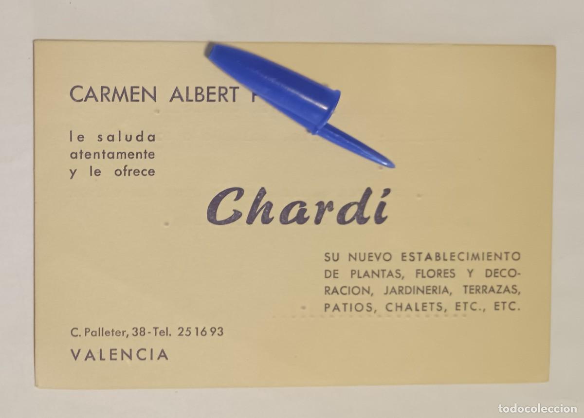 Otros art&iacute;culos de coleccionismo en papel: Tarjeta-Florister&iacute;a Chard&iacute;-Valencia-a&ntilde;os 80.