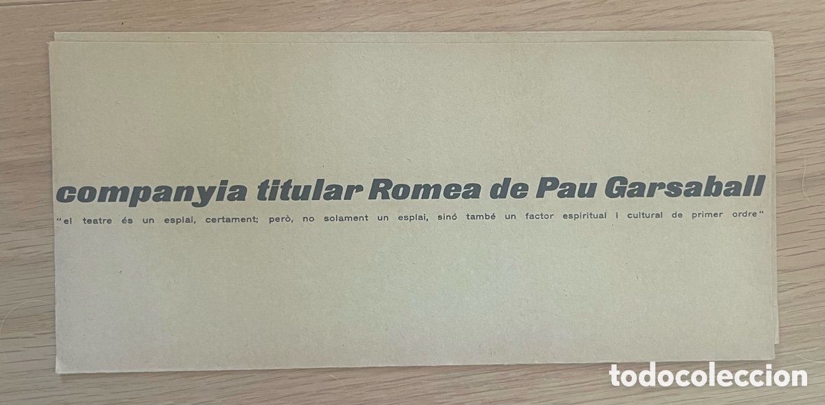 Paper Collecting Others: TEATRE CATAL&Agrave; ROMEA: DON JOAN, FERRAN SOLDEVILA - 1963 - COMPANYIA DEL TEATRE ROMEA PAU GARSABALL