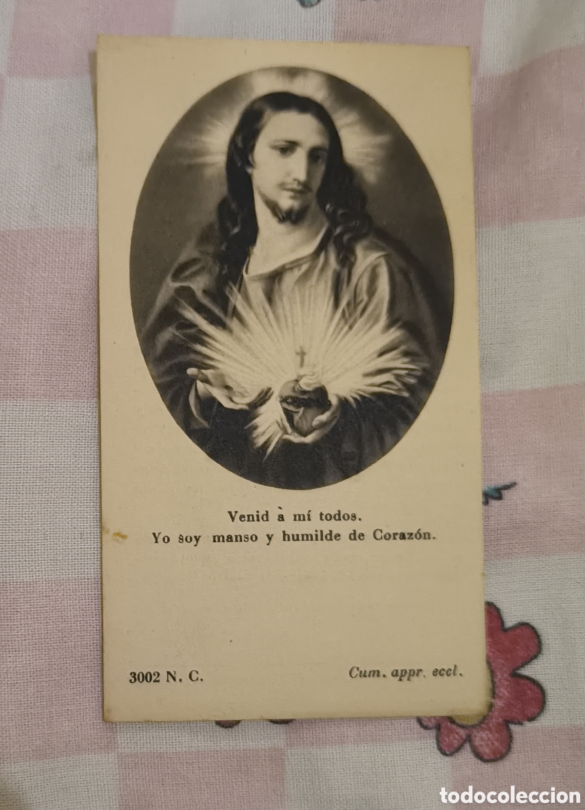 Collectionnisme Papier divers: Estampa devocional cat&oacute;lica antigua dedicada al Sagrado Coraz&oacute;n de Jes&uacute;s