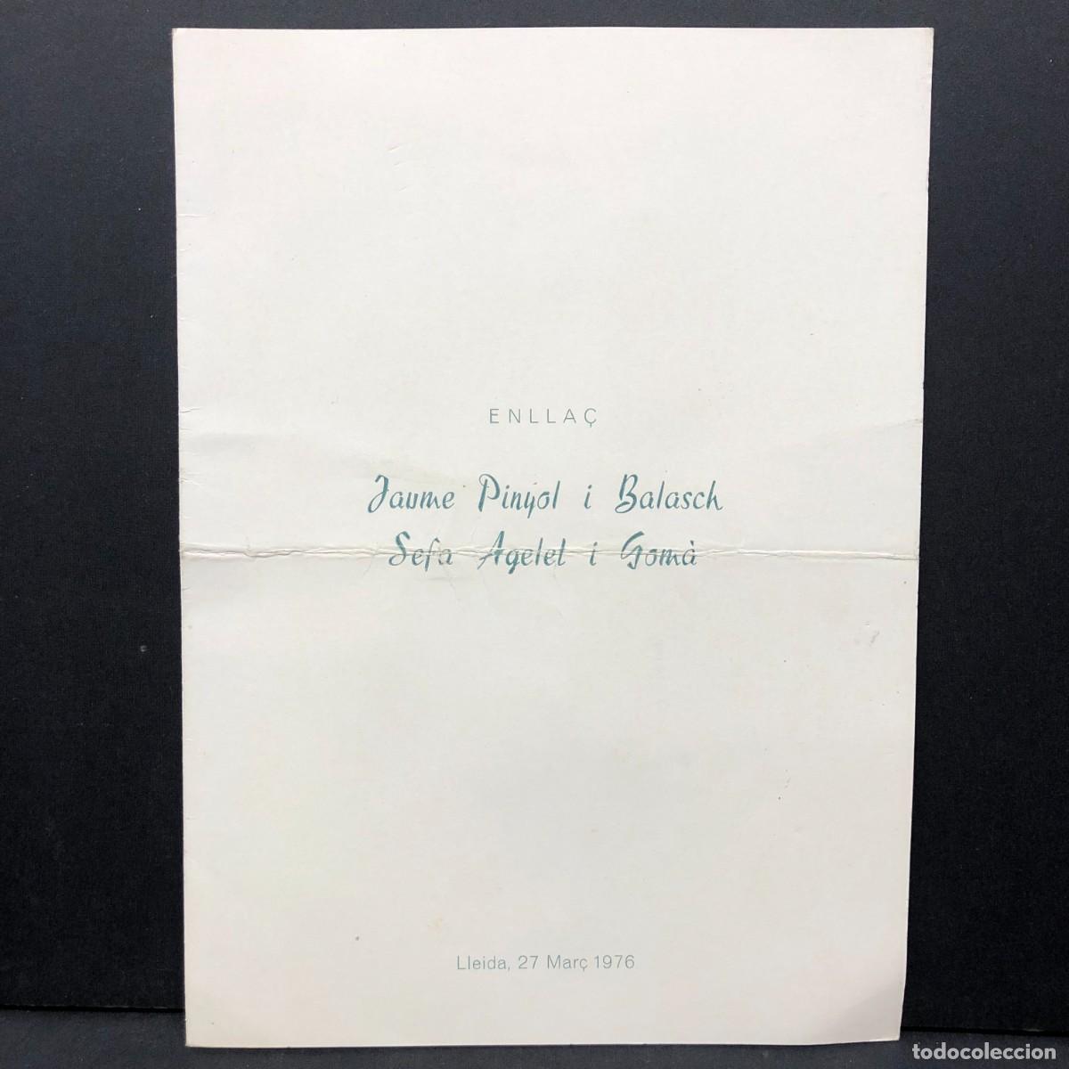 Otros art&iacute;culos de coleccionismo en papel: MINUTA - ENLLA&Ccedil; J. PINYOL I BALASHC, S. AGELET I GOM&Agrave; - LLEIDA, 1976 - HOTEL CONDES DE URGEL / 5461