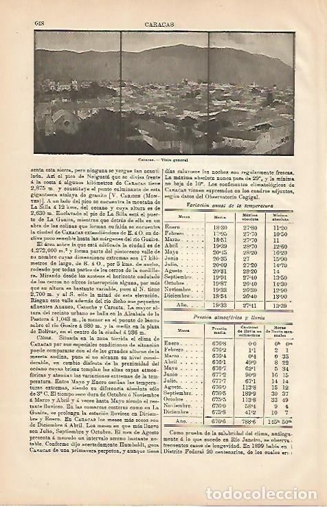 Collectionnisme Papier divers: LAMINA ESPASA 4277: Vista general de Caracas Venezuela - Varios Autores
