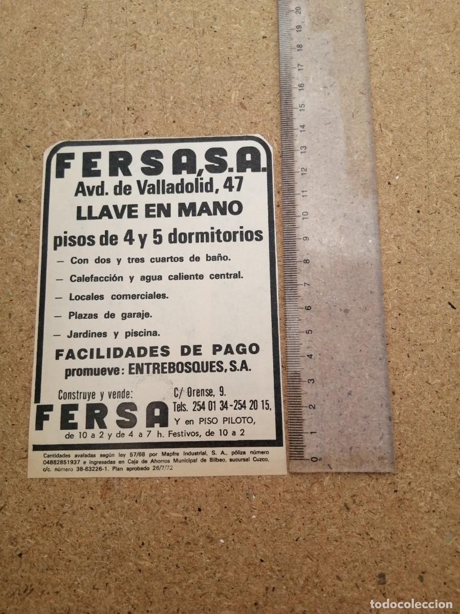Otros art&iacute;culos de coleccionismo en papel: ANUNCIO. PISOS EN VENTA. FERSA S.A (MADRID)