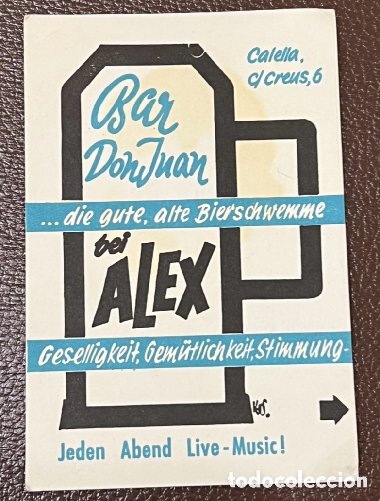 Otros art&iacute;culos de coleccionismo en papel: Posavasos. Bar DON JUAN bei Alex. Calella. Barcelona. A&ntilde;os 70.