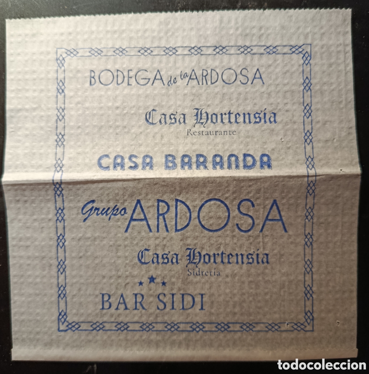 Collectionnisme Papier divers: SERVILLETA DE PAPEL GRUPO ARDOSA/MADRID